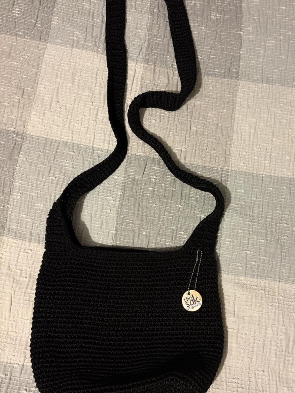 The Sak Black Crochet Shoulder Crossbody Bag